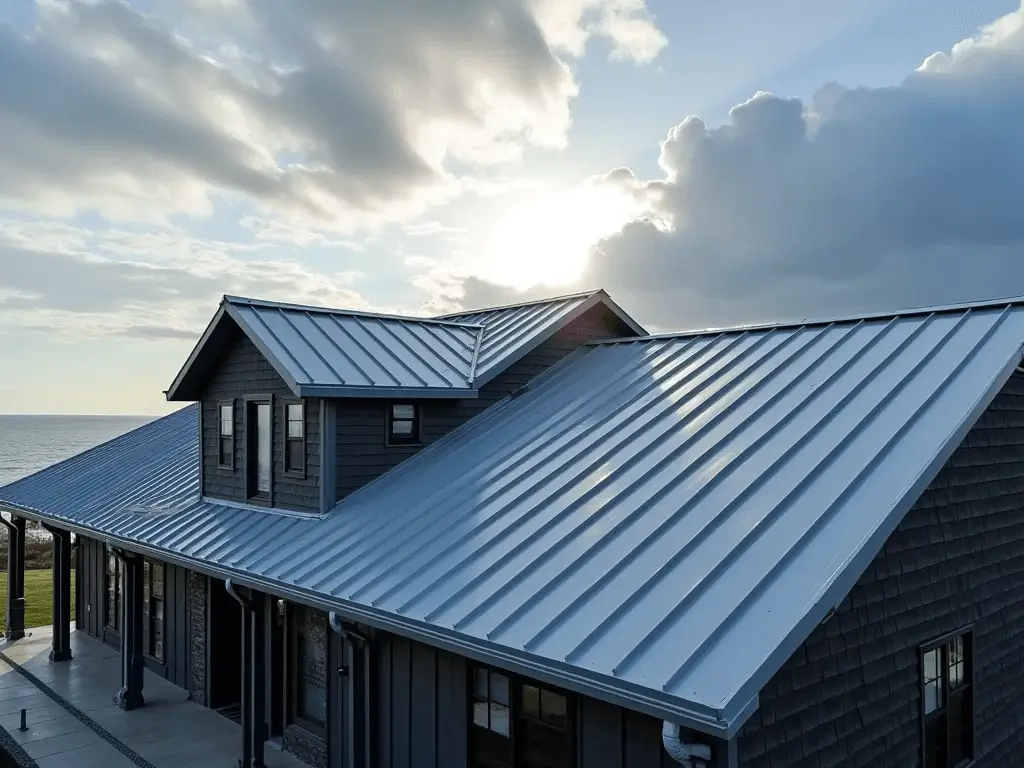 Aerial View of Image of Warehouse with Metal roofing