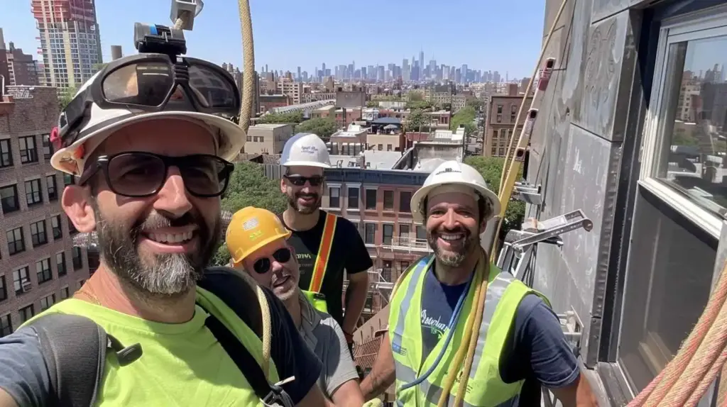 Image of professional roofers doing work on a commercial site